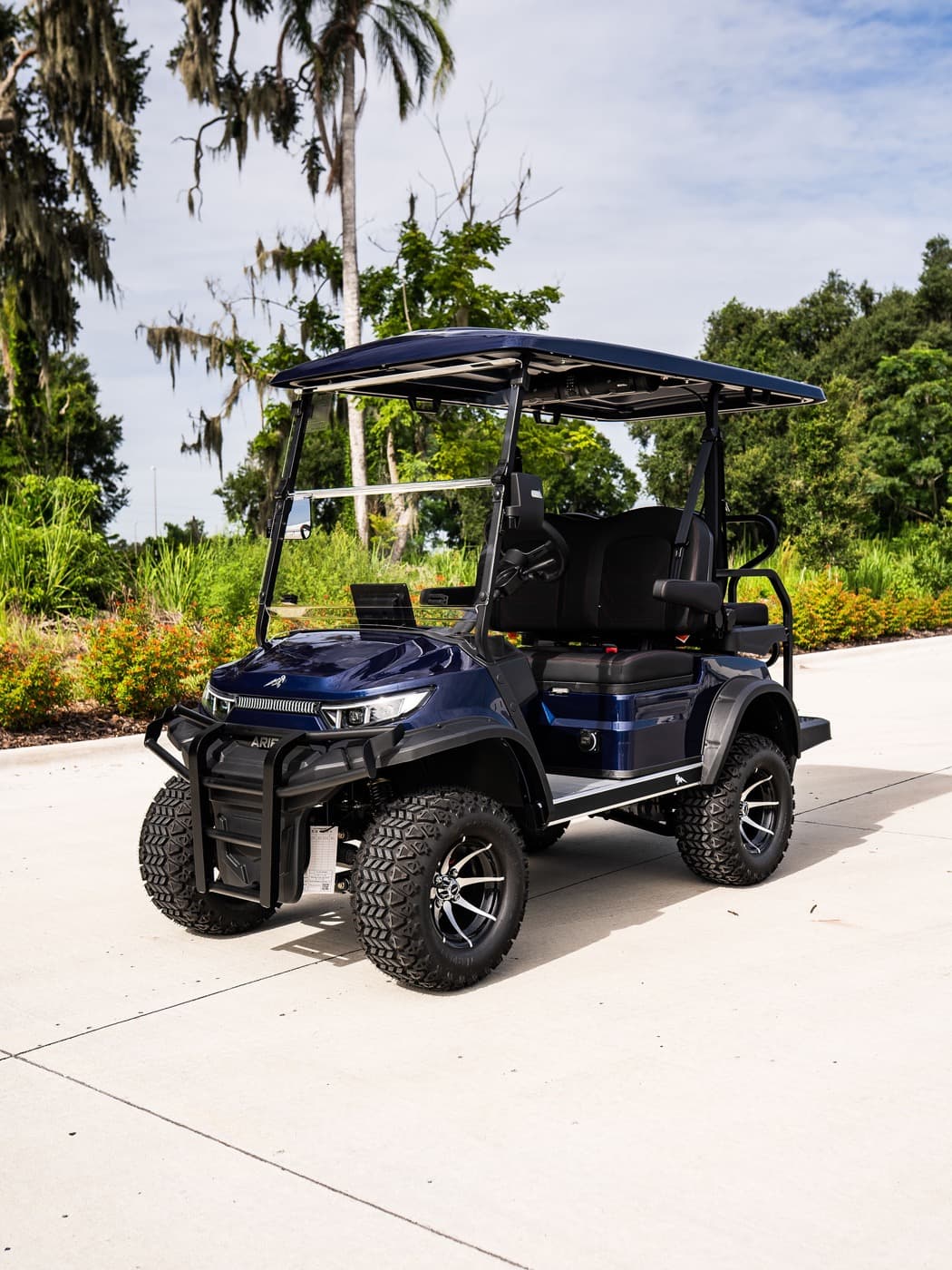 Aries EV Classic 4 XL (C4XL) — the lifted, all-terrain rear-facing (2+2) four-seat street-legal golf cart, manufacturer product photo