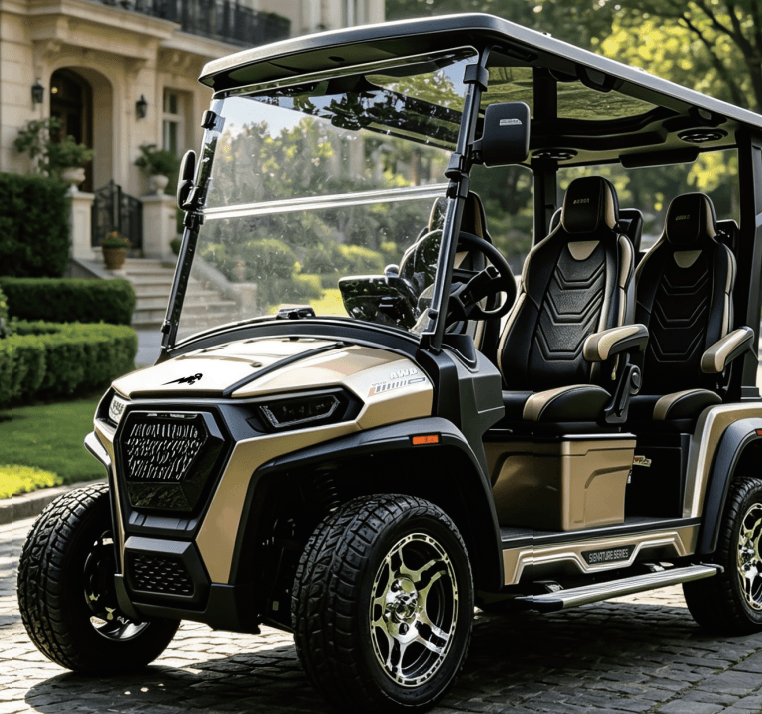 Aries EV Signature 4-Forward AWD (S4F AWD) — the 72V all-wheel-drive flagship forward-facing four-seat street-legal golf cart, manufacturer product photo